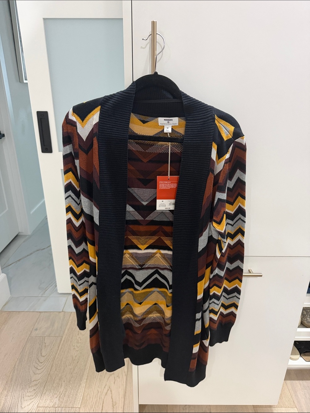Missoni Multicolor Chevron Knit Cardigan - Black, Yellow, Brown